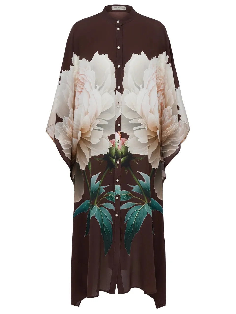 marcel-ostertag-dancing-flowers-kaftan-seide-chocolate-onesize image 1