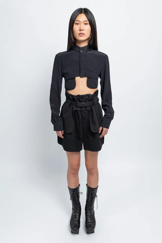 esther-perbandt-waistband-shorts-damen-schwarz-baumwolle image 1
