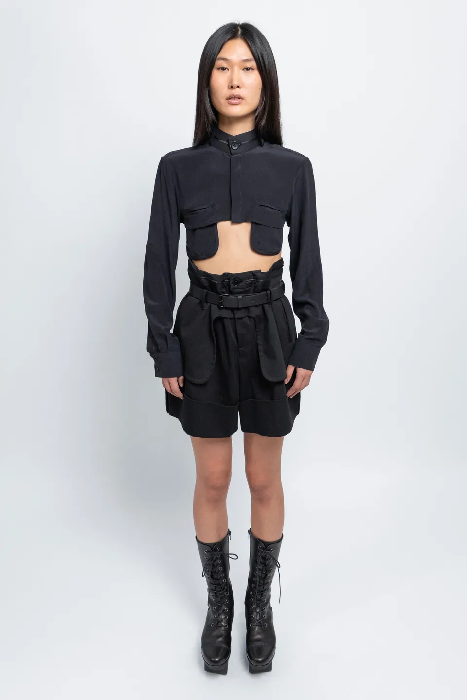 esther-perbandt-waistband-shorts-damen-schwarz-baumwolle image 1