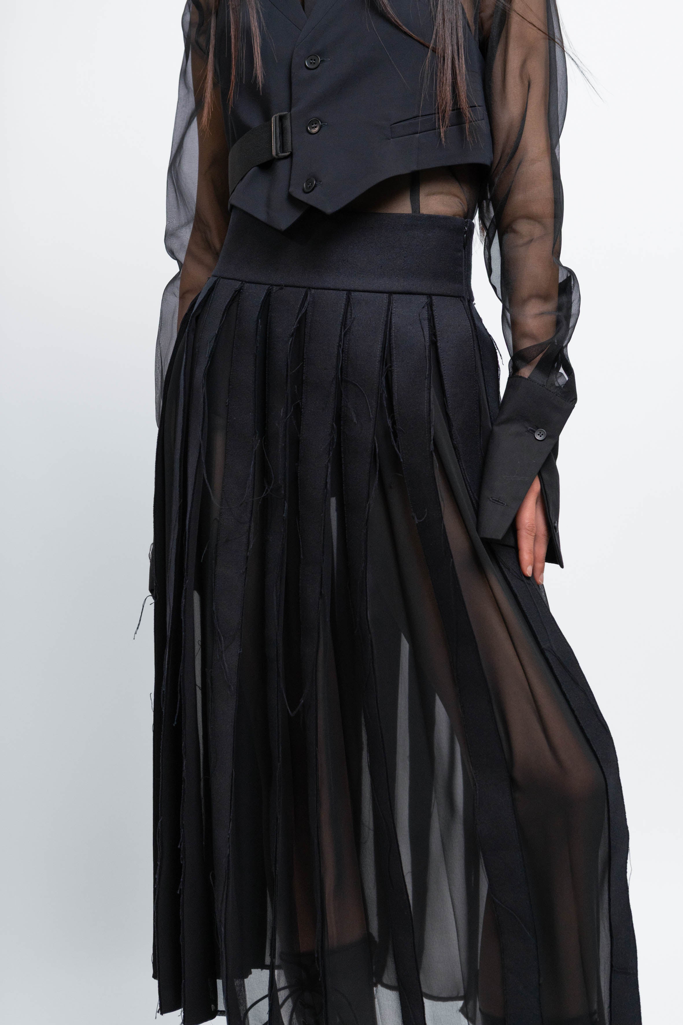 esther-perbandt-stripes-rock-damen-schwarz-midi-baumwolle image 7