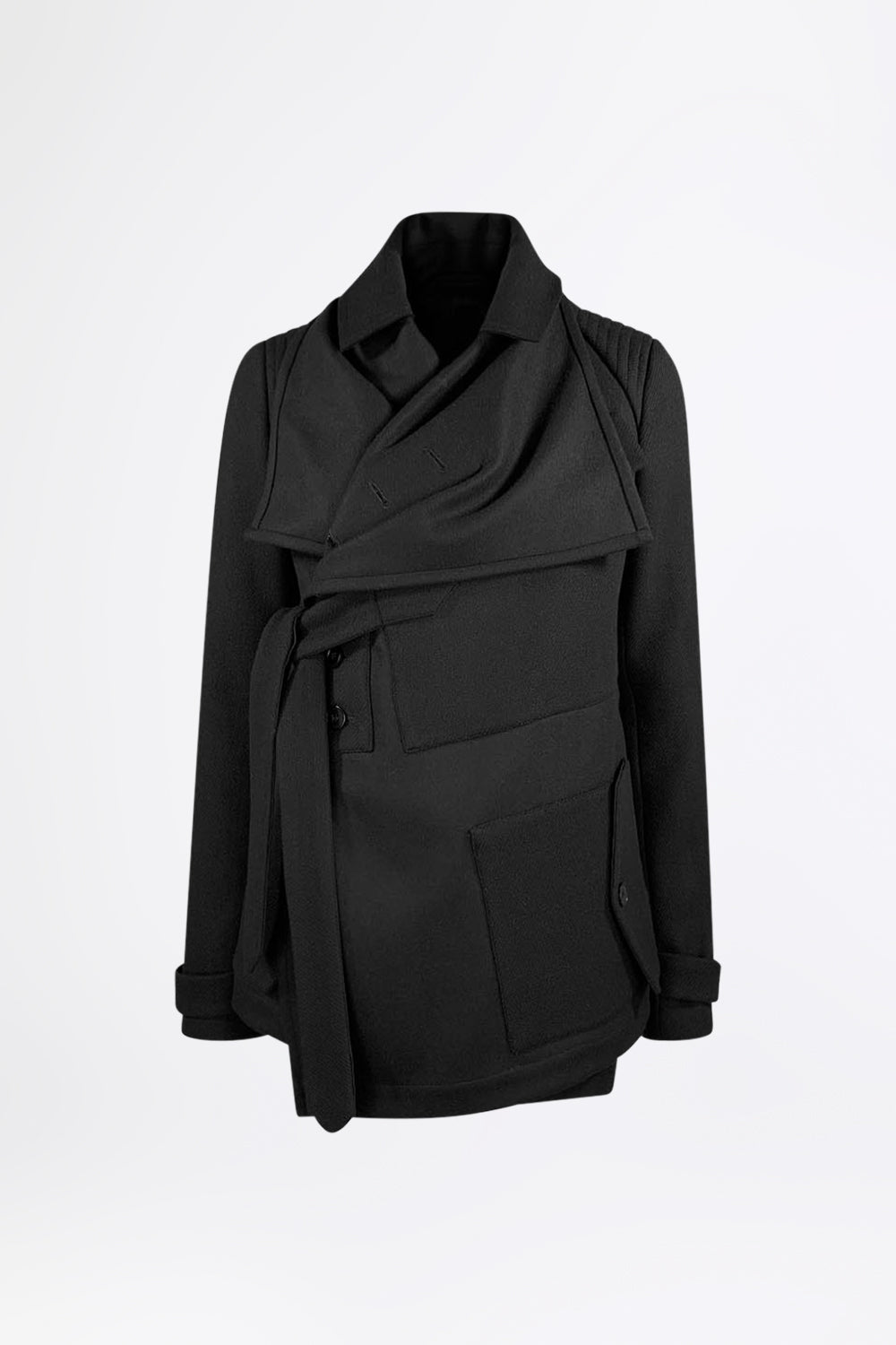 esther-perbandt-biker-jacke-damen-schwarz-wolle-drapiert image 2