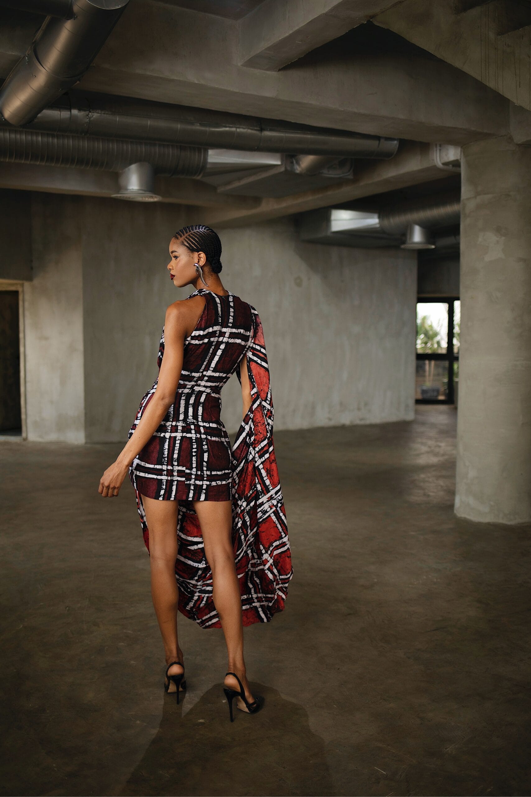 fruch-vivienne-dress-drapiertes-kleid-tartan-adire image 2