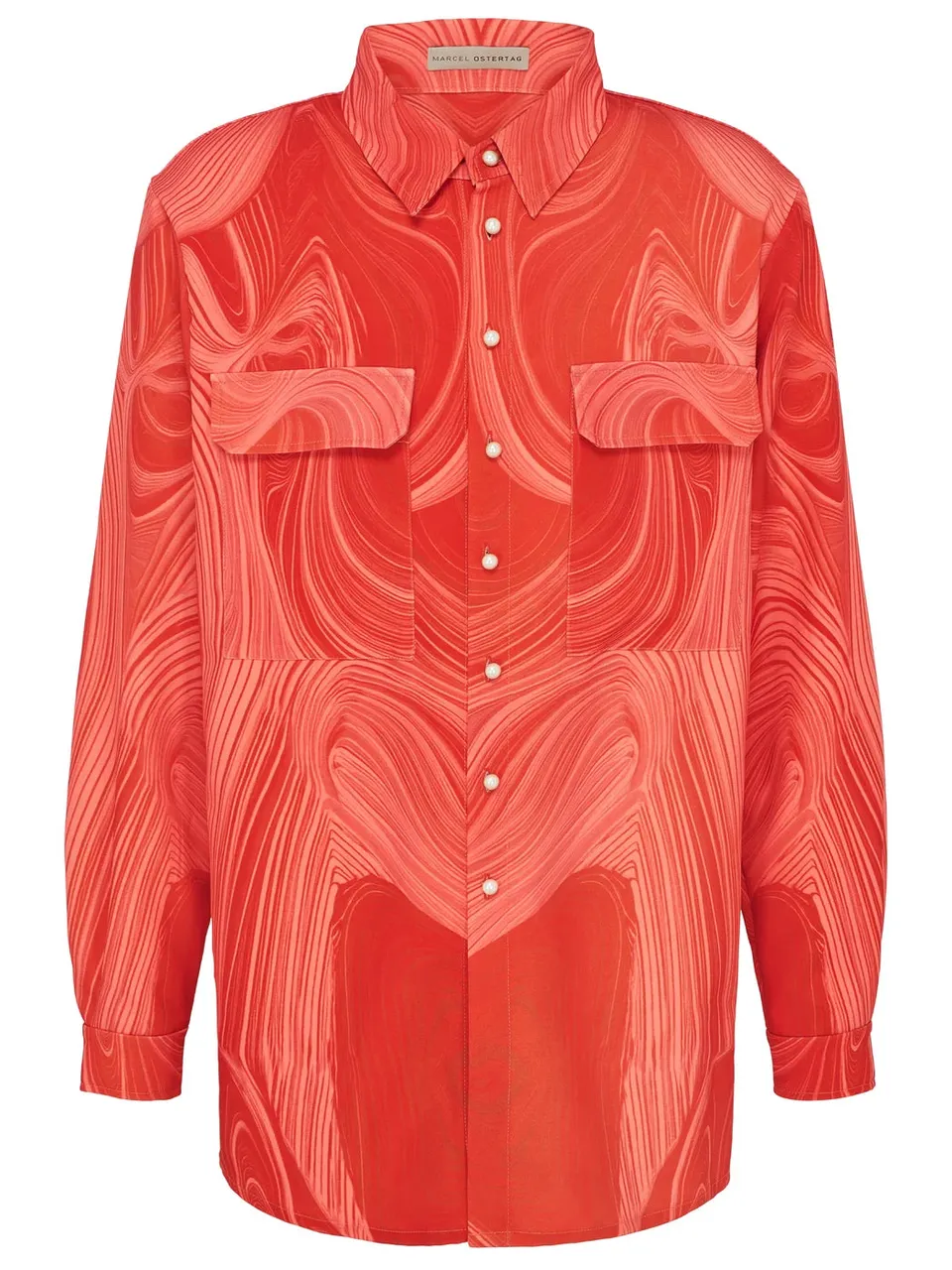 marcel-ostertag-geometric-hemd-rot-unisex-xs-s image 1