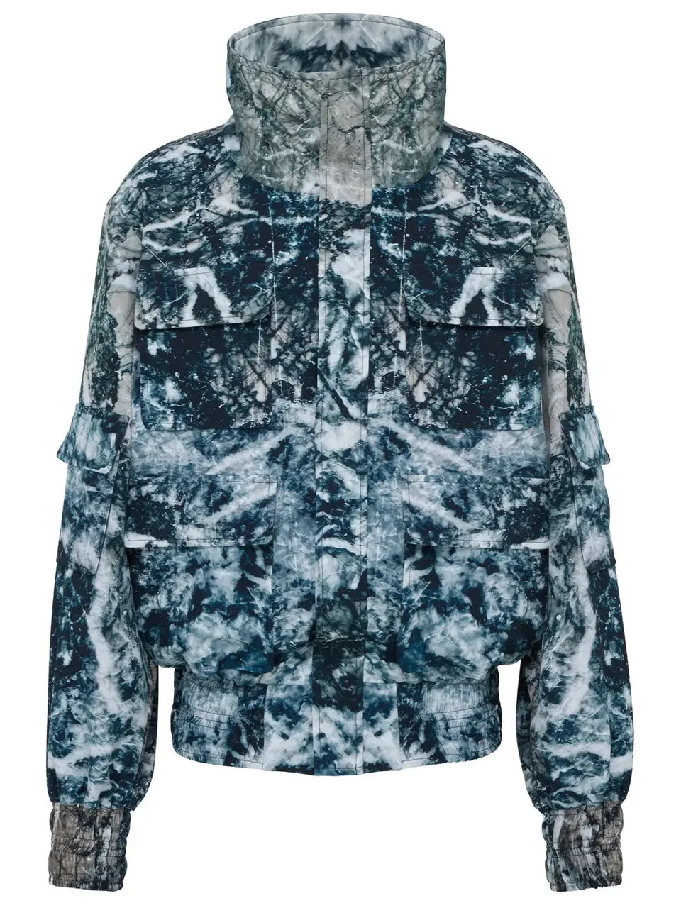 marcel-ostertag-unisex-bomberjacke-marmor-petrol-weit image 1