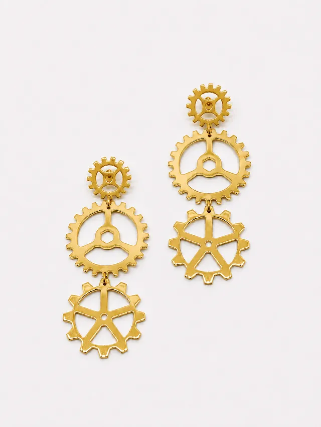 esther-perbandt-gearwheel-ohrring-triple-gold-14-7cm image 1