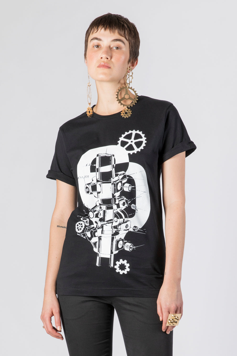 esther-perbandt-dream-machine-t-shirt-damen-schwarz-bio-baumwolle image 2
