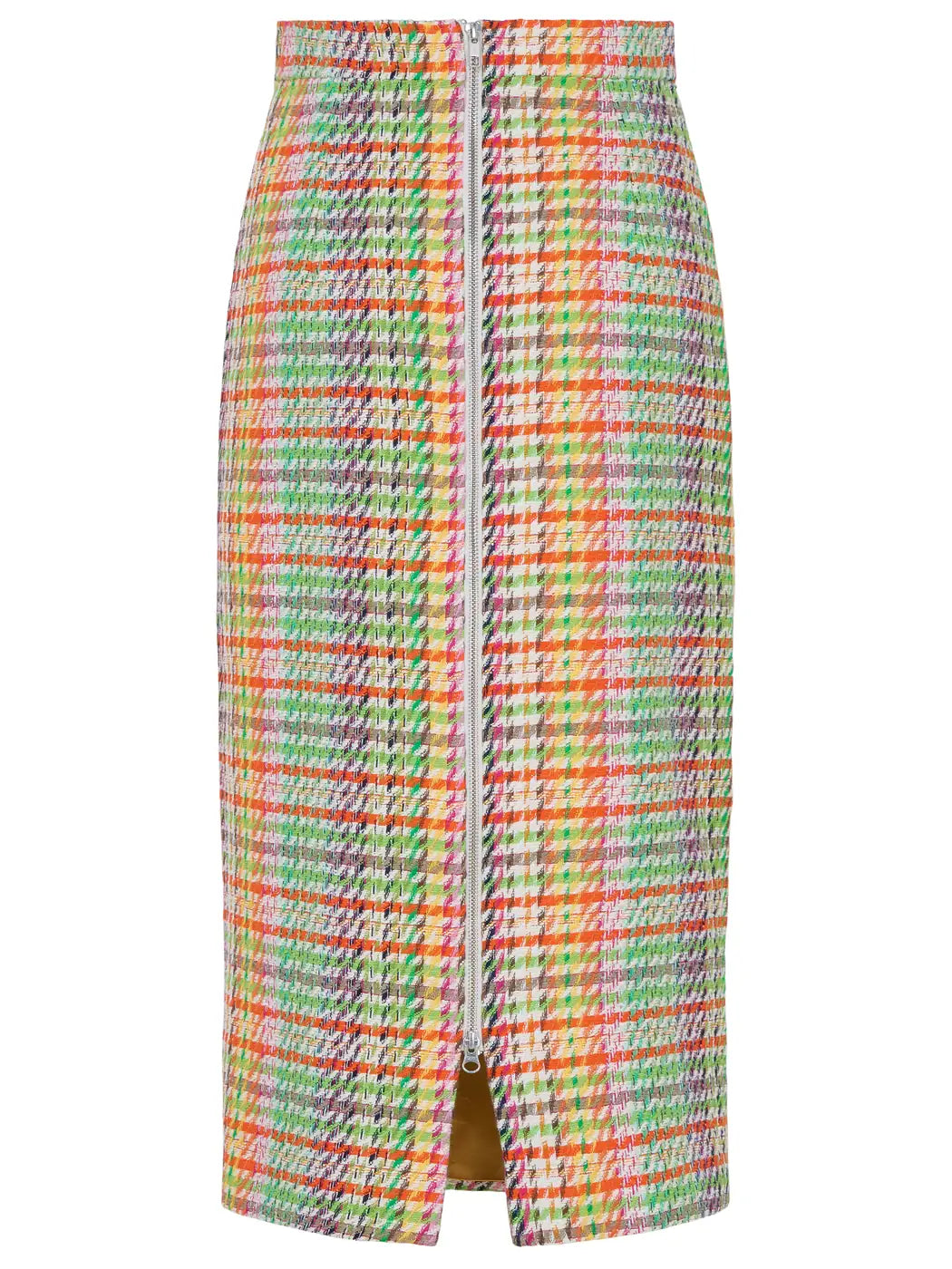marcel-ostertag-bleistiftrock-tweed-multi-orange-hahnentritt image 2