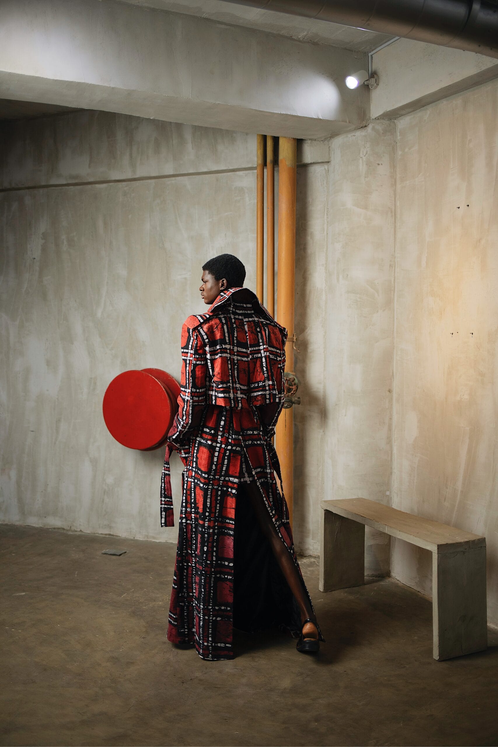 fruch-lee-trench-trenchcoat-bodenlang-tartan-adire image 2
