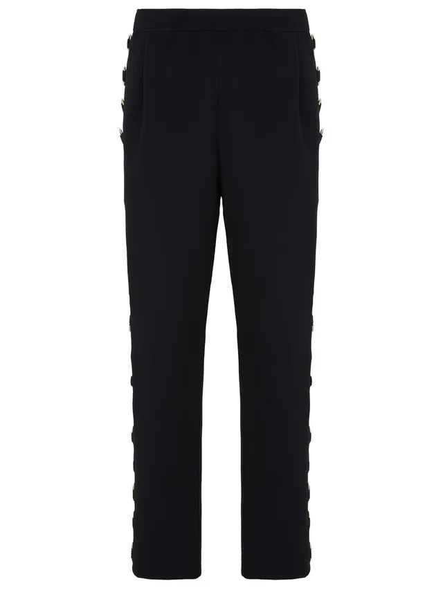 marcel-ostertag-damen-hose-ringe-schwarz-goldringe-elastikbund image 1