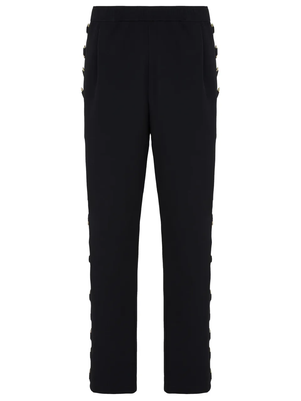 marcel-ostertag-damen-hose-ringe-schwarz-goldringe-elastikbund image 1