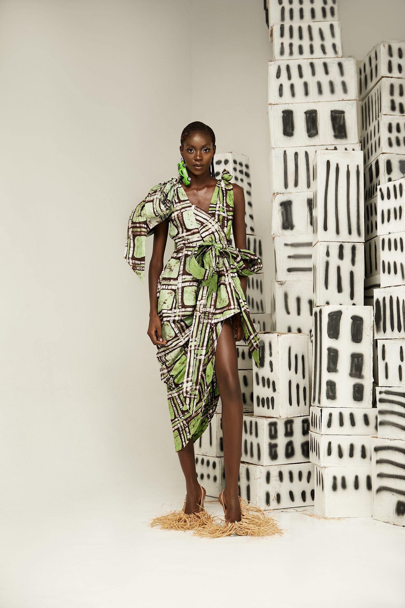 fruch-taiwo-kleid-adire-print-baumwolle image 1