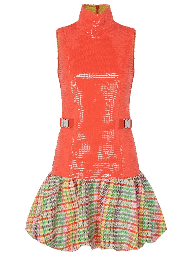 marcel-ostertag-damen-kurzkleid-paillette-orange-paillettenkleid image 1