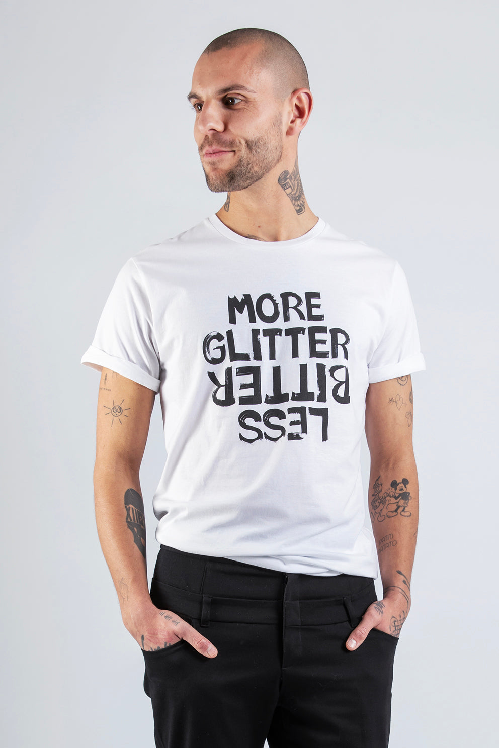 esther-perbandt-more-glitter-t-shirt-herren-wei-bio-baumwolle image 2