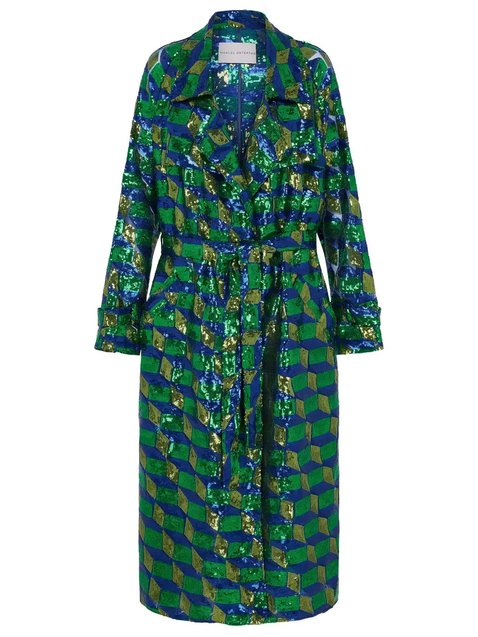 marcel-ostertag-damen-trenchcoat-paillette-gr-n-gr-e-s image 1