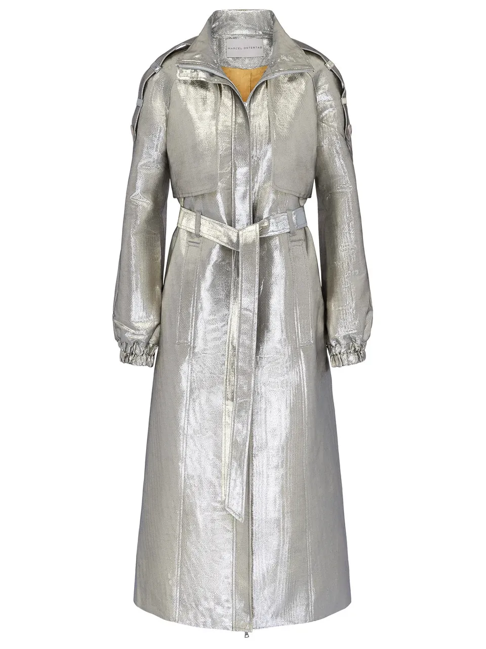 marcel-ostertag-damen-trenchcoat-silber-lang-mit-g-rtel image 1