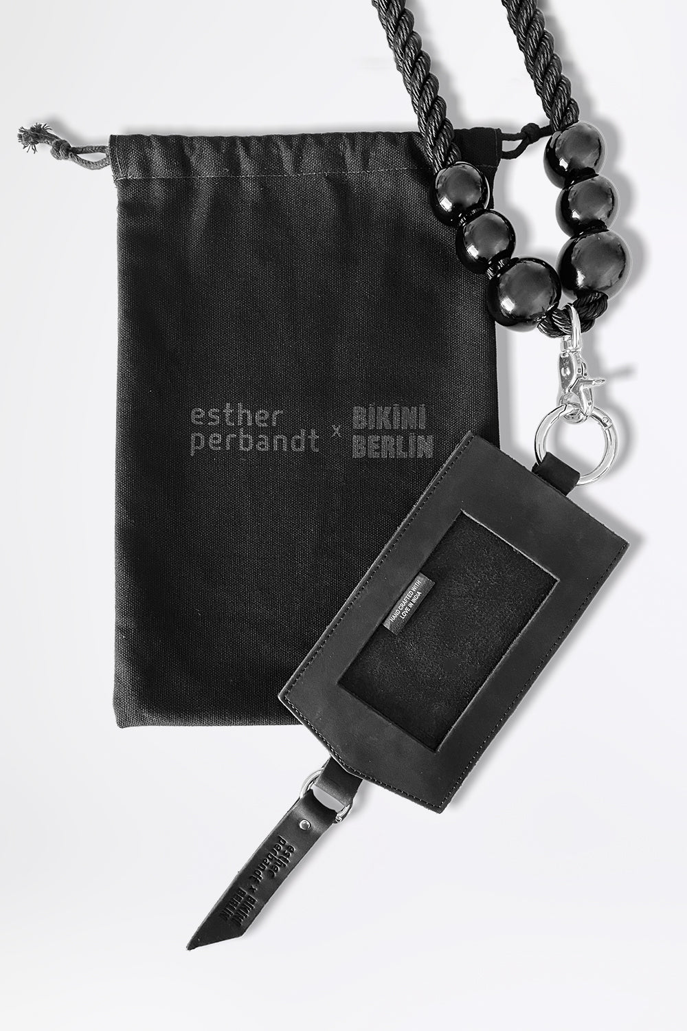 esther-perbandt-phone-purse-handytasche-leder-schwarz-silber image 1