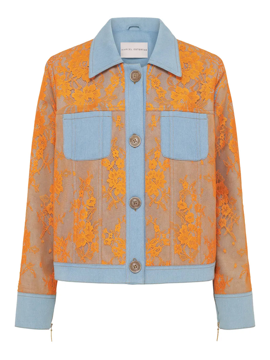 marcel-ostertag-spitze-jeansjacke-orange-denim-gr-34-36 image 1
