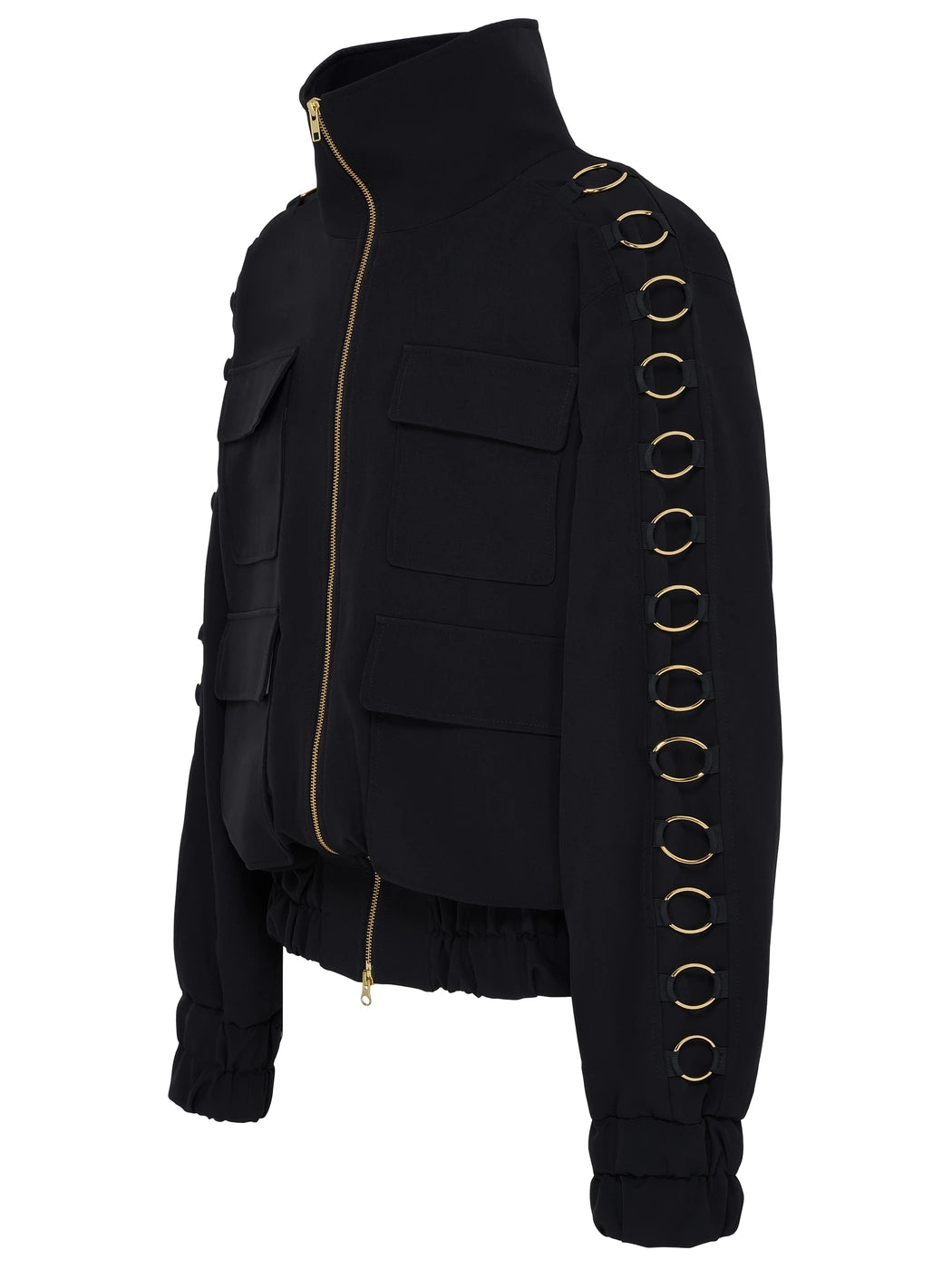 marcel-ostertag-ringe-bomberjacke-schwarz-gold-nylon image 2