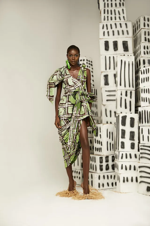 fruch-taiwo-kleid-adire-print-baumwolle image 1