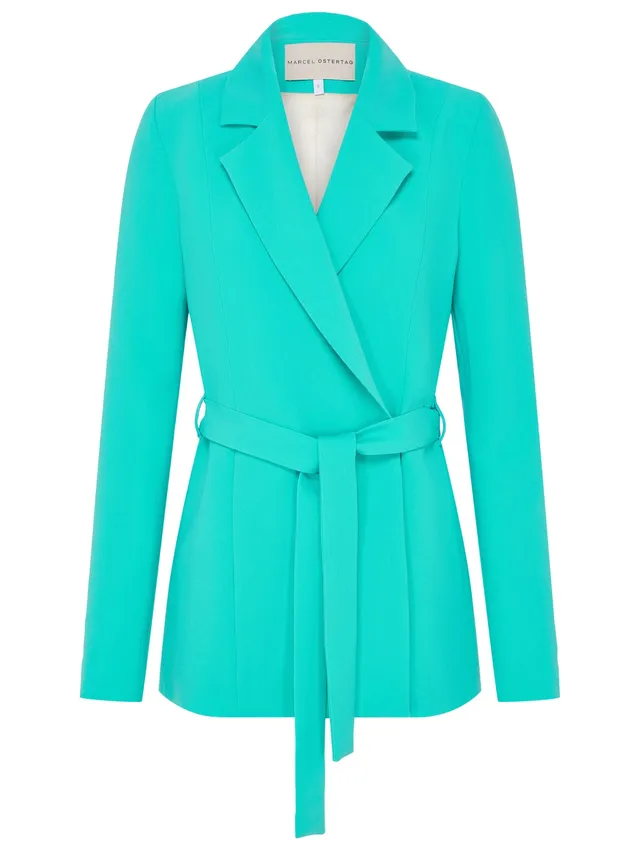 marcel-ostertag-blazer-t-rkis-tailliert-s-mit-bindeg-rtel image 1