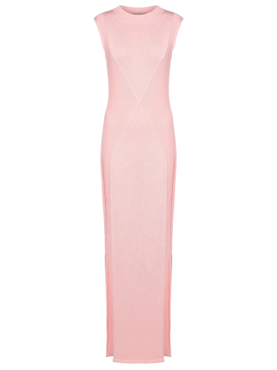 marcel-ostertag-strickkleid-rosa-baumwolle-seitenschlitz image 1