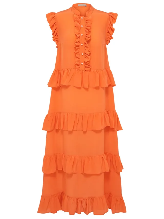 marcel-ostertag-damen-midikleid-seide-orange-seidenkleid image 1