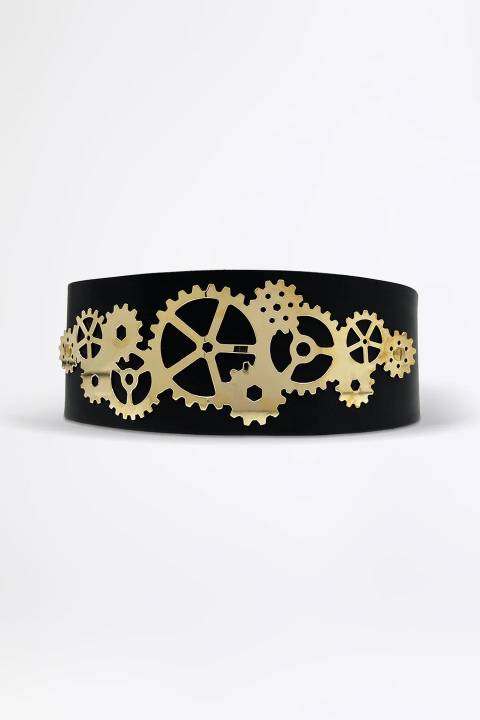 esther-perbandt-gearwheel-gold-g-rtel-damen-schwarz-leder image 1