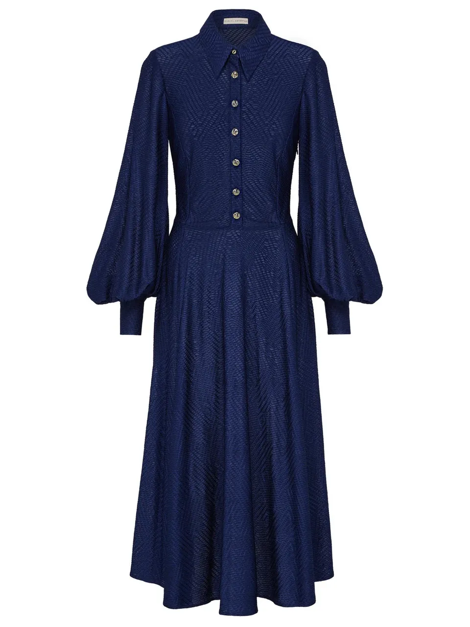 marcel-ostertag-damen-kleid-jersey-struktur-blau-xs-midi image 1