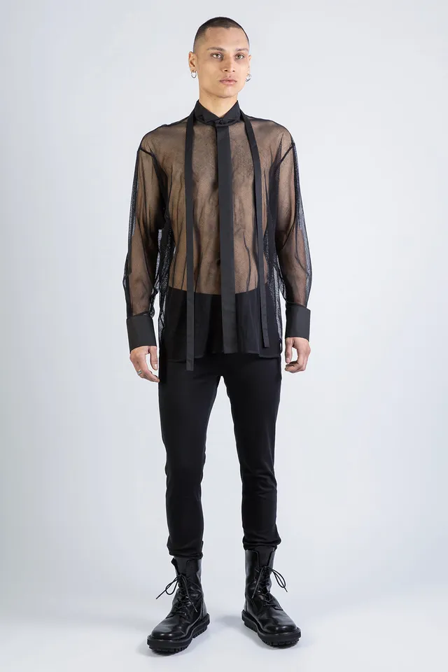 esther-perbandt-splitted-mesh-shirt-herren-schwarz-baumwolle image 1