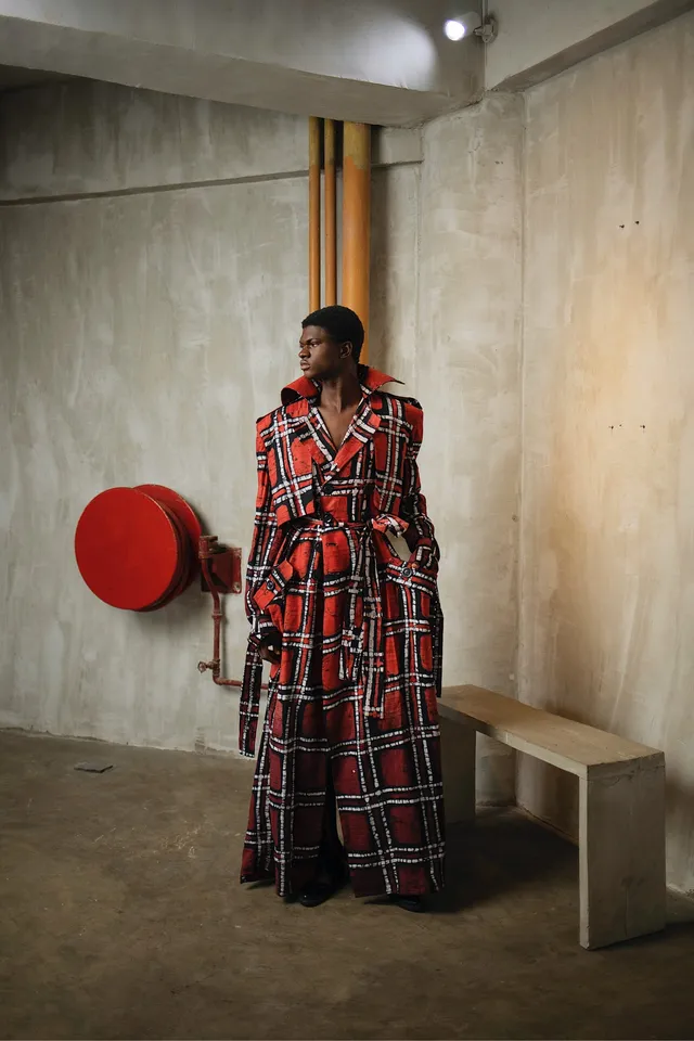 fruch-lee-trench-trenchcoat-bodenlang-tartan-adire image 1
