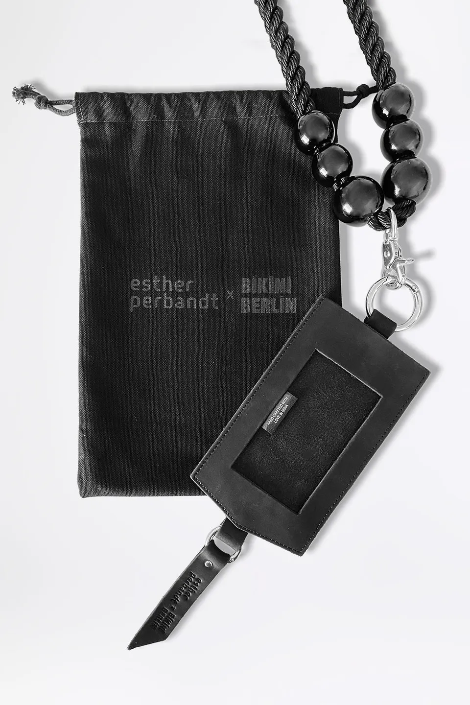 esther-perbandt-phone-purse-handytasche-leder-schwarz-silber image 1