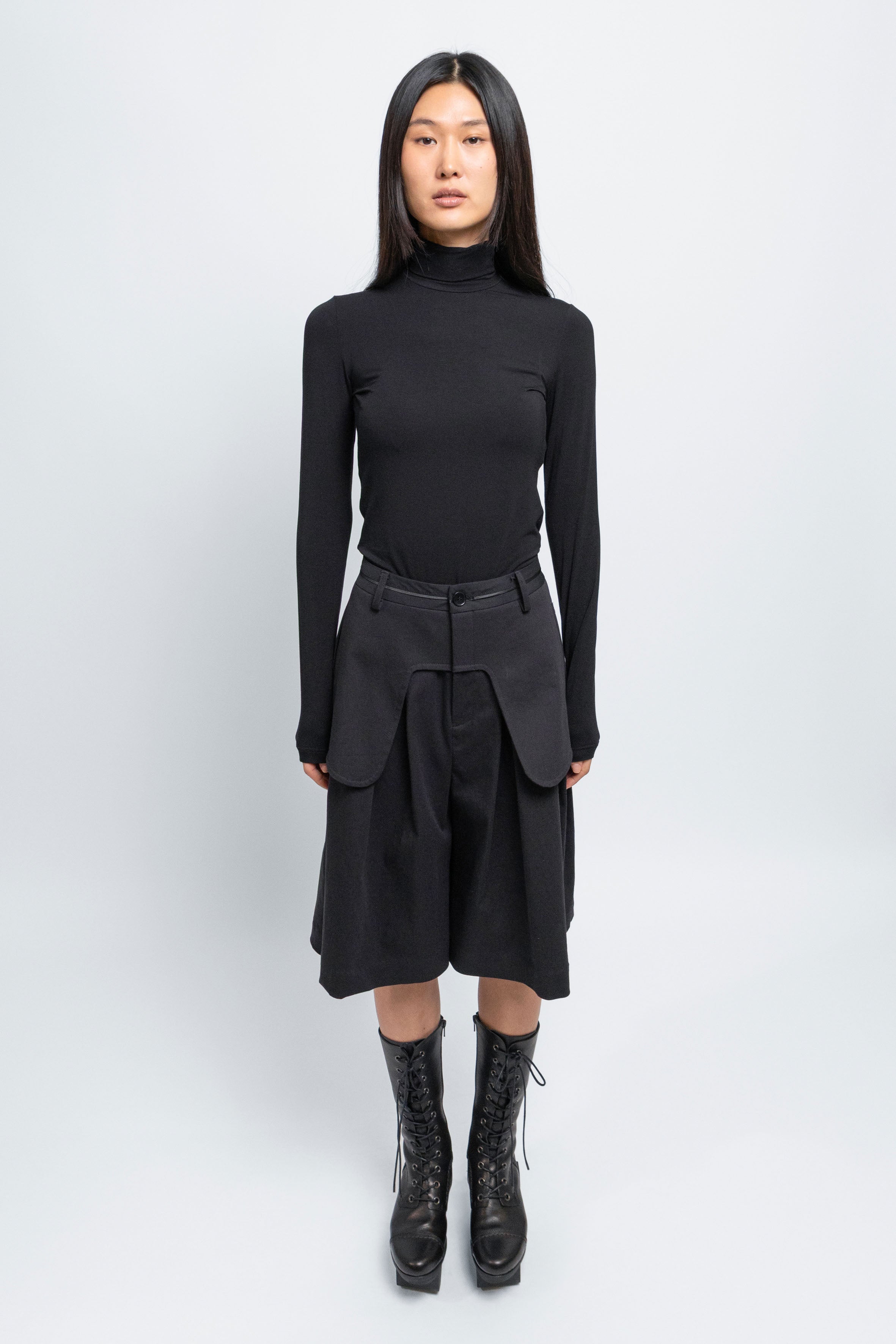 esther-perbandt-waistband-bermuda-schwarz-weites-bein-baumwolle image 1