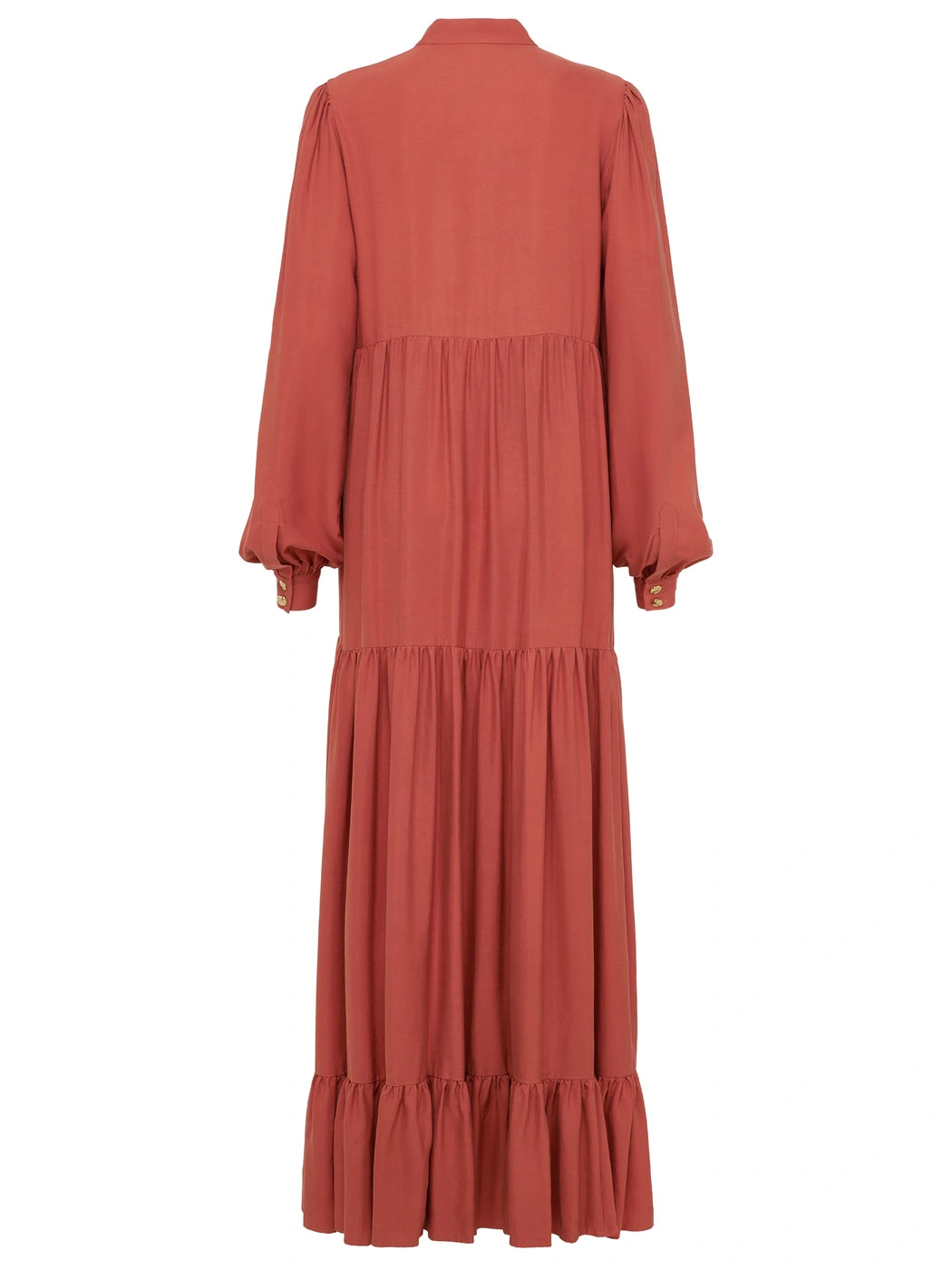 marcel-ostertag-damen-maxikleid-volant-rostrot-viskose image 2