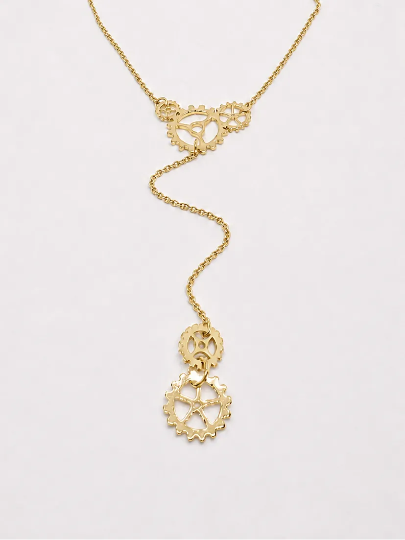 esther-perbandt-gearwheel-halskette-gold-lang-doppelt-messing image 1