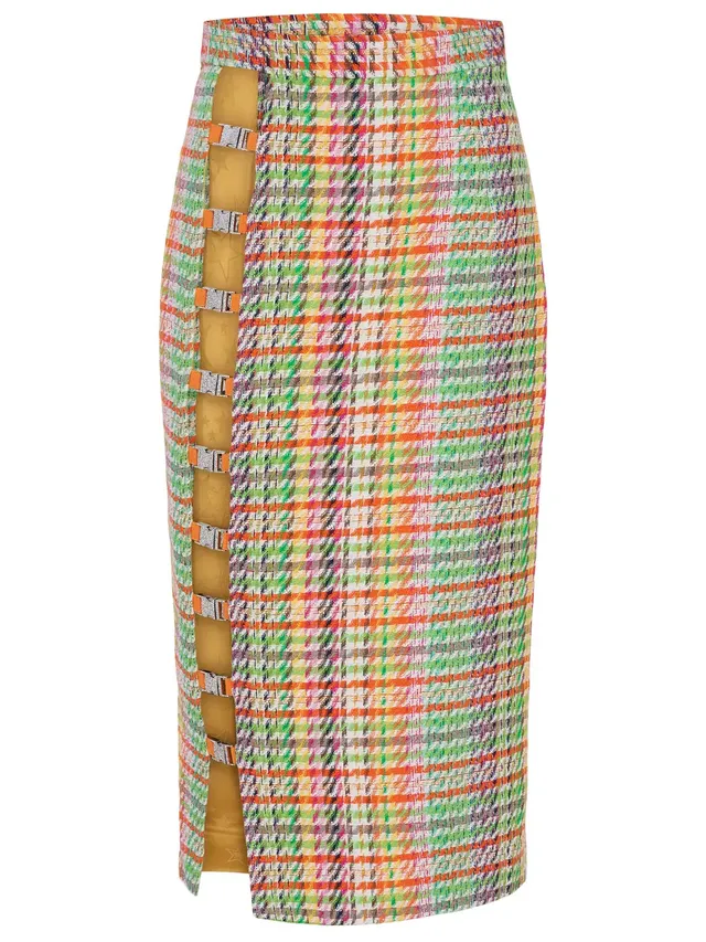marcel-ostertag-bleistiftrock-tweed-multi-orange-hahnentritt image 1