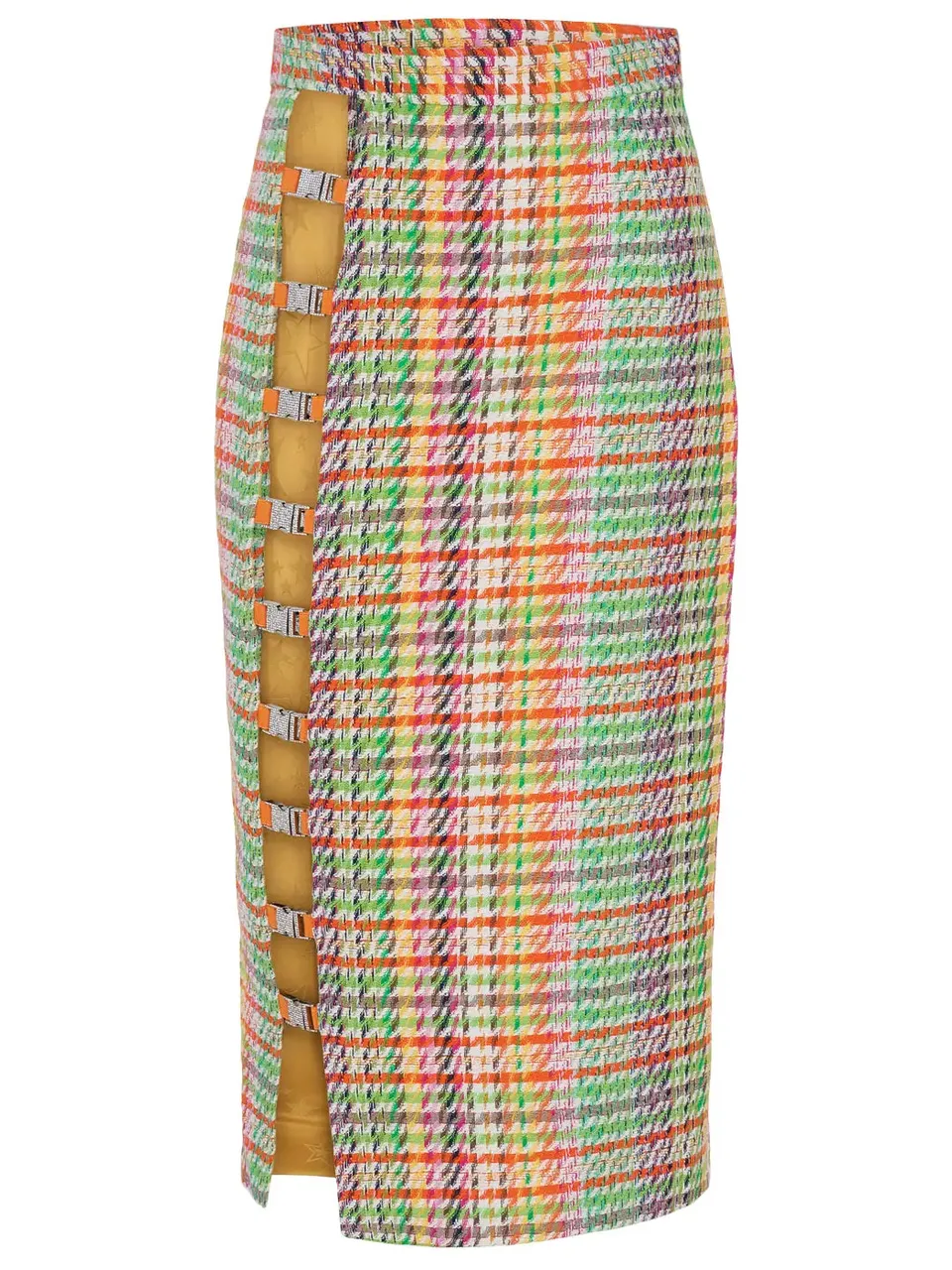 marcel-ostertag-bleistiftrock-tweed-multi-orange-hahnentritt image 1