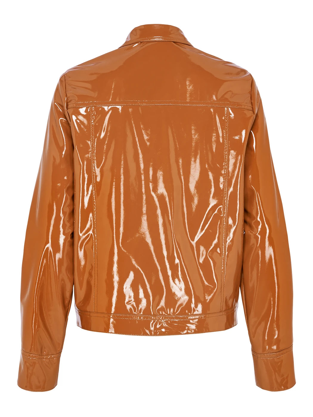 marcel-ostertag-jacke-lack-cognac-braun-mit-reissverschluss image 2