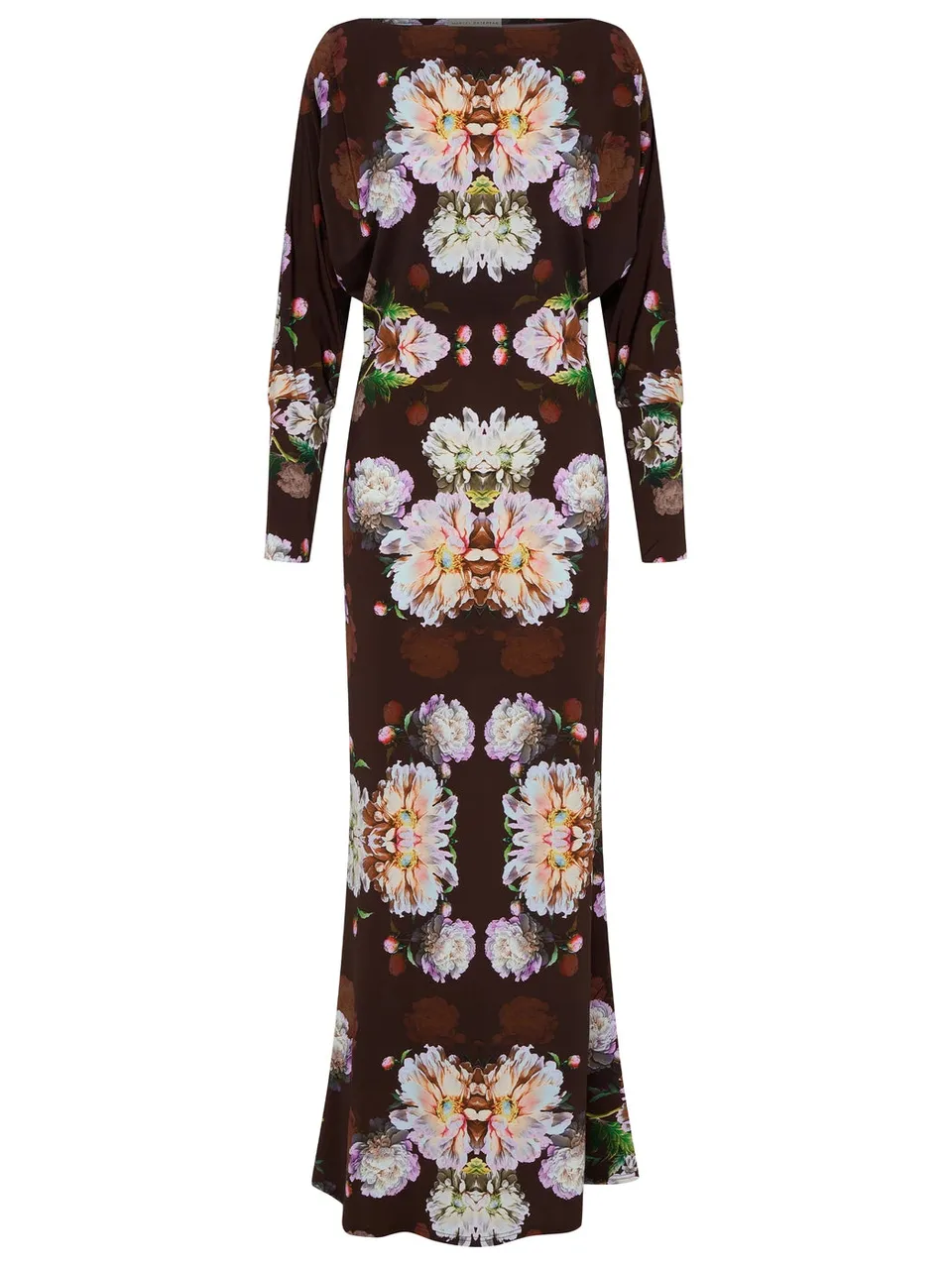 marcel-ostertag-dancing-flowers-stretchkleid-chocolate-braun image 1