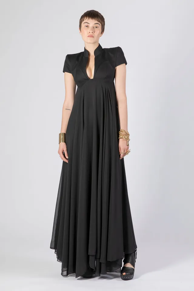 esther-perbandt-pagoda-kleid-damen-schwarz-baumwolle-chiffon image 1