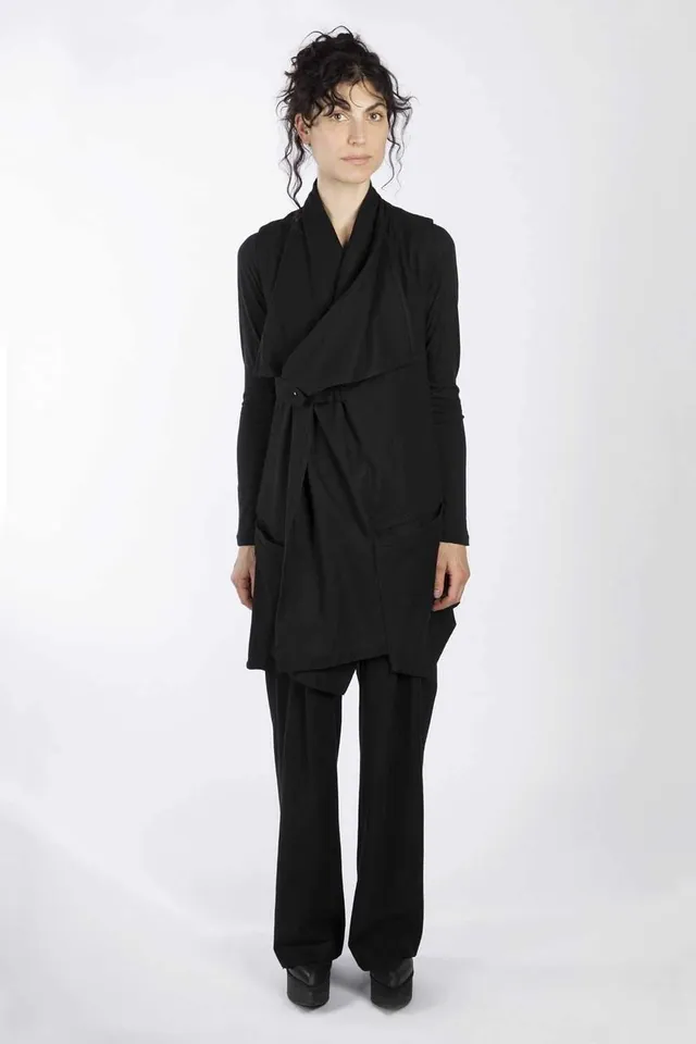 esther-perbandt-biker-weste-damen-schwarz-36-wolle-mit-g-rtel image 1