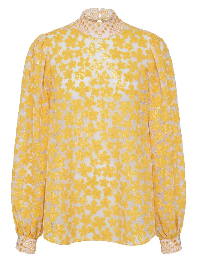 marcel-ostertag-damen-bluse-pailletten-gelb-multicolor image 1