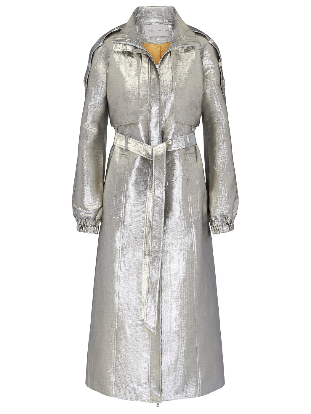 marcel-ostertag-damen-trenchcoat-silber-lang-mit-g-rtel image 1