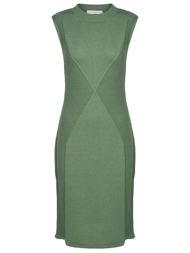 marcel-ostertag-damen-strickkleid-midi-kleid-gr-n-gr-36-baumwolle image 1