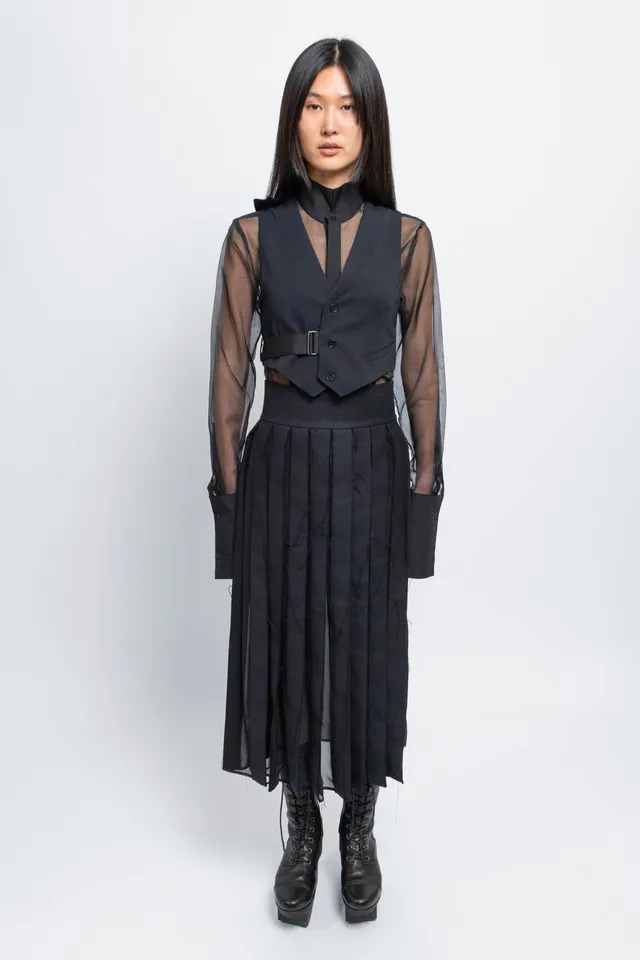esther-perbandt-stripes-rock-damen-schwarz-midi-baumwolle image 1