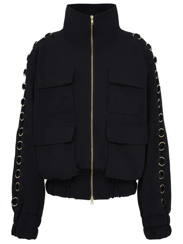 marcel-ostertag-ringe-bomberjacke-schwarz-gold-nylon image 1