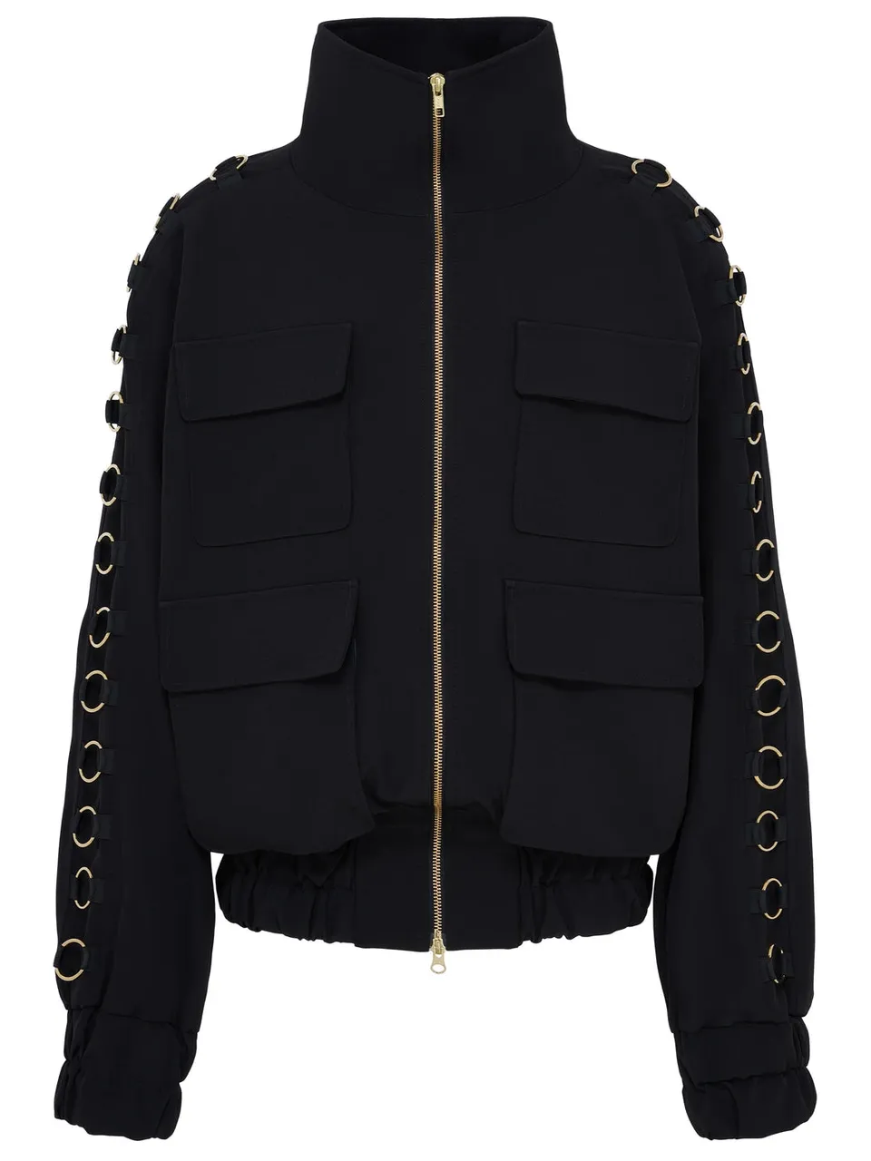 marcel-ostertag-ringe-bomberjacke-schwarz-gold-nylon image 1