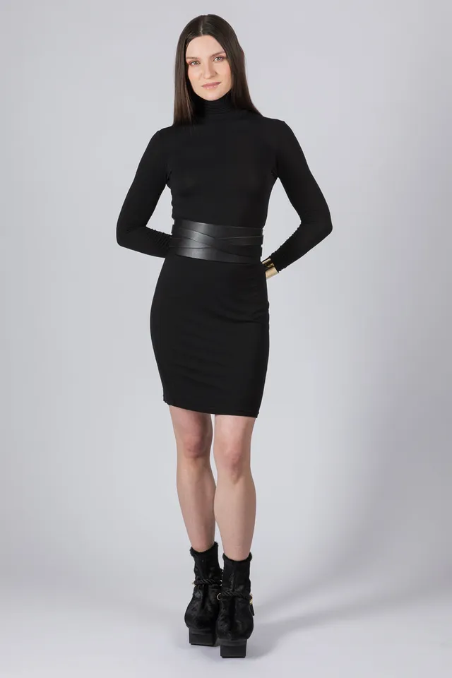 esther-perbandt-turtleneck-kleid-damen-schwarz-bambus image 1