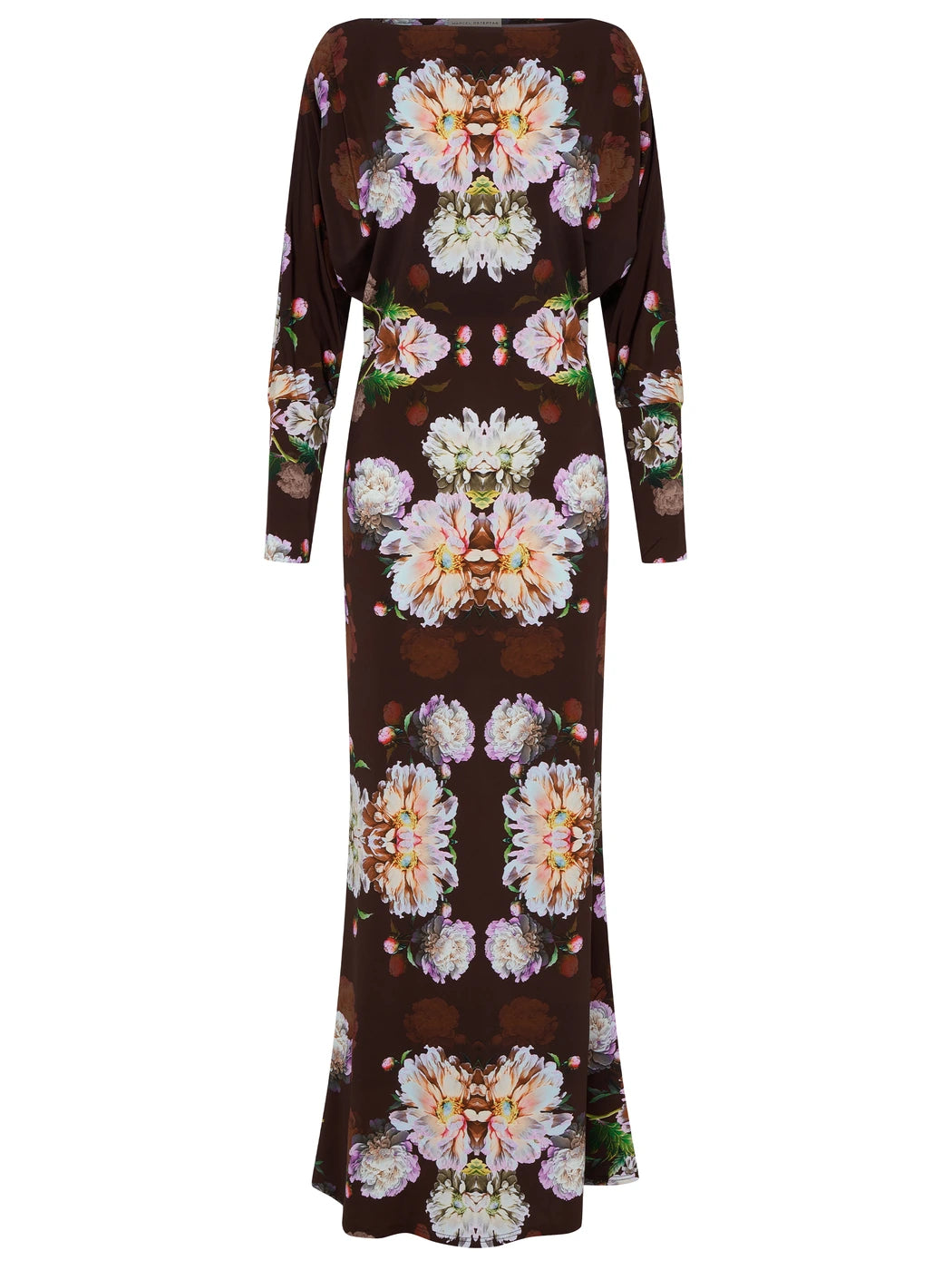 marcel-ostertag-dancing-flowers-stretchkleid-chocolate-braun image 1