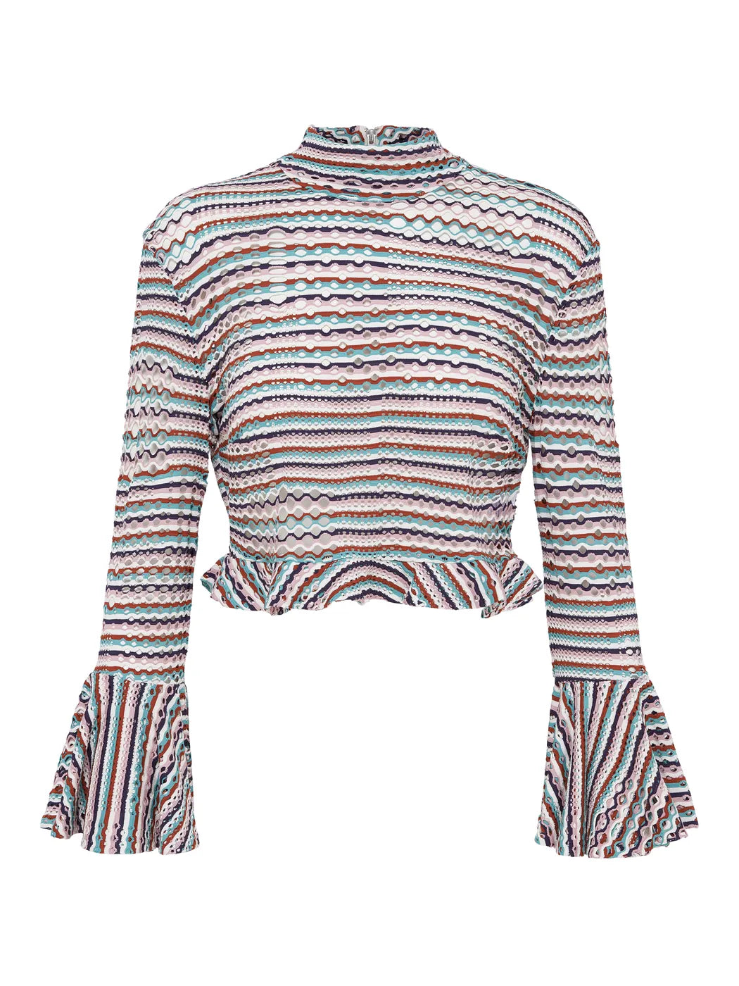marcel-ostertag-damen-crop-top-multicolor-volants image 1