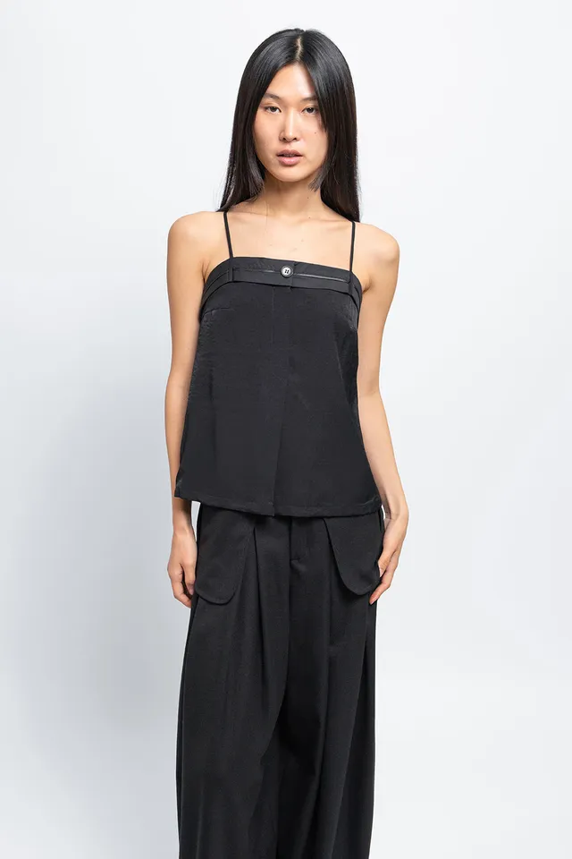 esther-perbandt-waistband-top-schwarz-viskose-spaghetti image 1